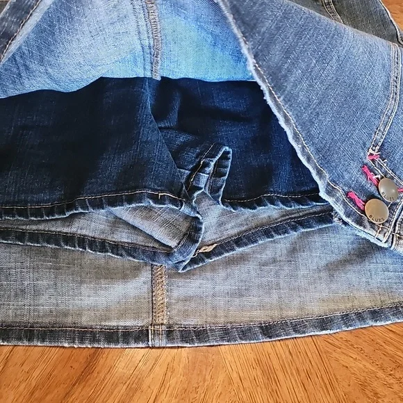 Baccini Blue Denim Mini Skirt Skort Sz 12 Rich Classic Bohemian Old Money Preppy - Picture 6 of 8